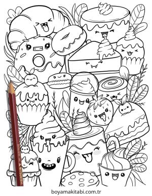 Tatlı boyama sayfası – evde etkinlik, ücretsiz yazdır