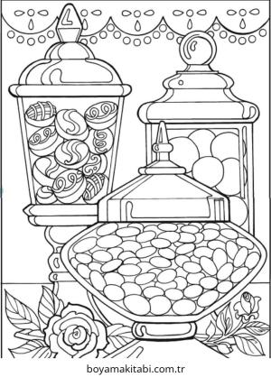 Tatlı boyama sayfası – eğlenceli etkinlik, el becerilerini geliştirir