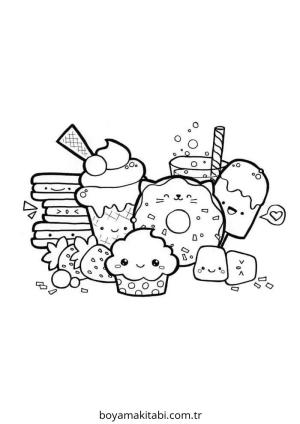 Tatlı boyama sayfası – renkli çizimler, okul öncesi