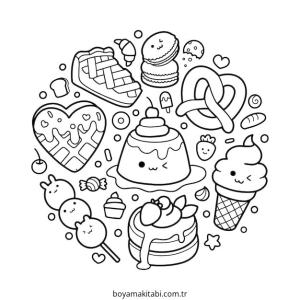 Tatlı boyama sayfası – boyama etkinliği, çocuk aktivitesi