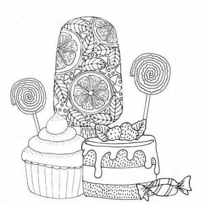 Tatlılar ve Şekerler boyama sayfası,  coloring page, Tatlılar ve Şekerler Anahat, 