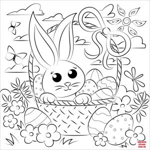 Tavşan boyama sayfası, Rabbits coloring page, , rabbits easter basket and bunny 