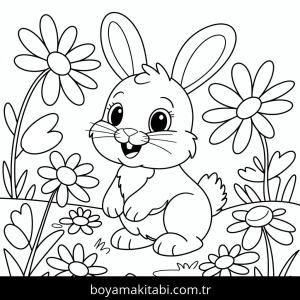 Tavşan boyama sayfası – renkli çizimler, okul öncesi