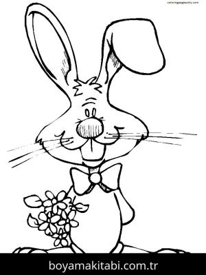 Tavşan boyama sayfası, Rabbits coloring page, , Cartoon Bunny And Flower