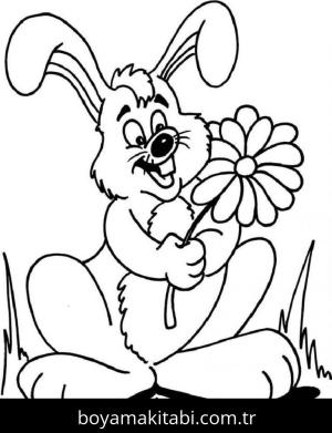 Tavşan boyama sayfası, Rabbits coloring page, , Bunny And Flower