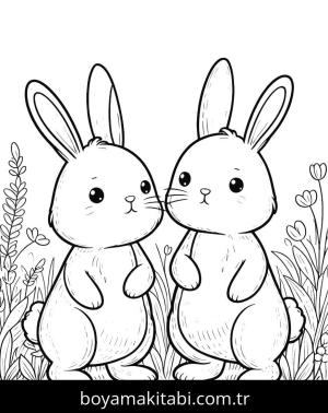 Tavşan boyama sayfası, Rabbits coloring page, , 
