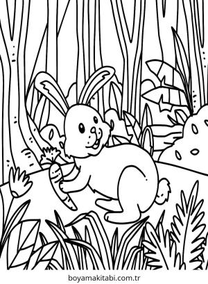 Tavşan boyama sayfası – okul öncesi, evde etkinlik