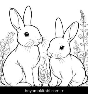 Tavşan boyama sayfası, Rabbits coloring page, , 