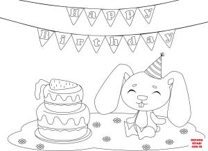 Tavşan boyama sayfası, Rabbits coloring page, , rabbits birthday rabbit 