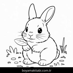 Tavşan boyama sayfası – PDF indir, sevimli karakter