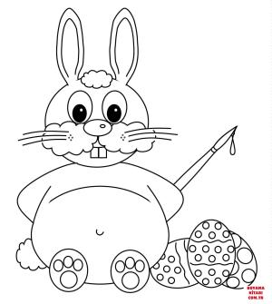 Tavşan boyama sayfası, Rabbits coloring page, , rabbits easter rabbit going to paint eggs 