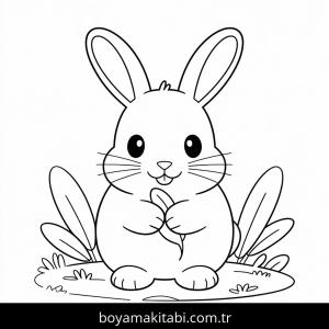 Tavşan boyama sayfası – basit çizim, kolay boyama