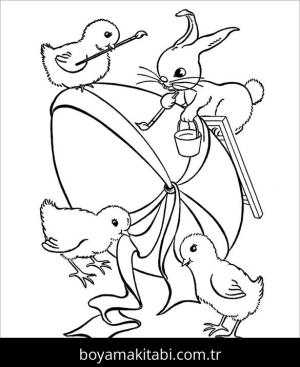 Tavşan boyama sayfası, Rabbits coloring page, , Chicks And Bunny Painting Easter Eggs00