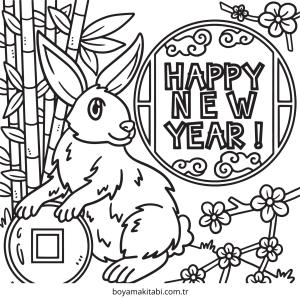 Tavşan boyama sayfası – PDF indir, sevimli karakter