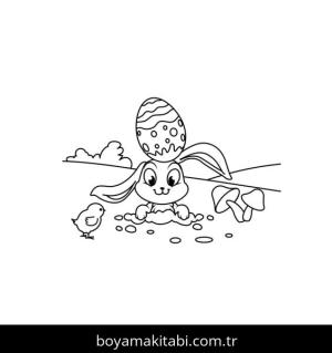 Tavşan boyama sayfası, Rabbits coloring page, , Cute Easter Chick And Rabbit