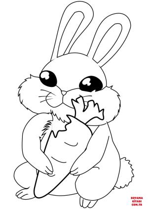 Tavşan boyama sayfası, Rabbits coloring page, , rabbits cartoon bunny with carrot 