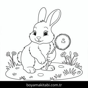Tavşan boyama sayfası – çocuk aktivitesi, PDF indir
