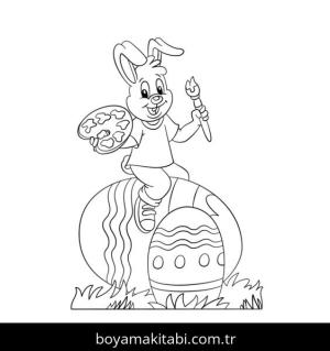 Tavşan boyama sayfası, Rabbits coloring page, , Easter Bunny Painting Easter Eggs 1