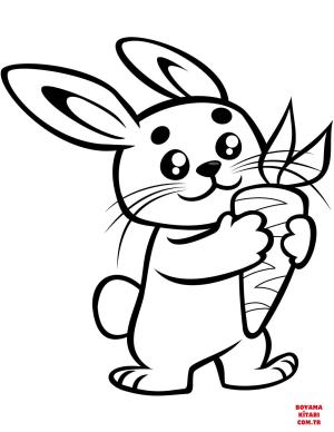 Tavşan boyama sayfası, Rabbits coloring page, , rabbits cute baby bunny with a carrot 