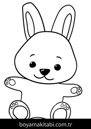 Tavşan boyama sayfası, Rabbits coloring page, , Cute Cartoon Bunny Coloring Page_1_Optimized
