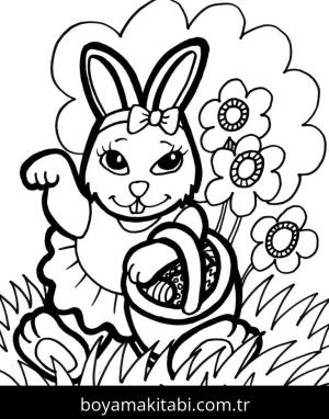 Tavşan boyama sayfası, Rabbits coloring page, , Bunny In Spring