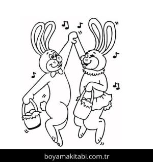 Tavşan boyama sayfası, Rabbits coloring page, , Dance Of Easter Bunnies