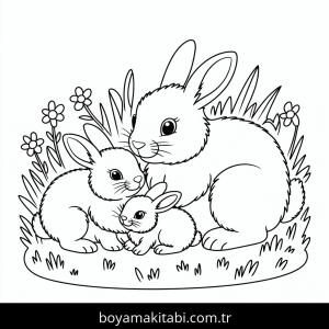 Tavşan boyama sayfası – keyifli zaman, renkli çizimler