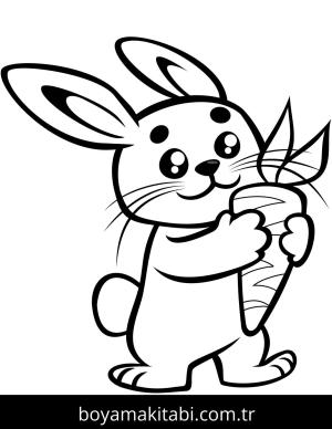 Tavşan boyama sayfası, Rabbits coloring page, , Cute Baby Bunny With A Carrot Coloring Page_Optimized