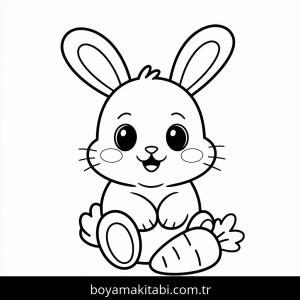 Tavşan boyama sayfası – basit çizim, kolay boyama