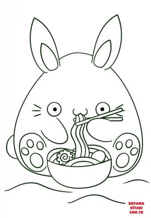 Tavşan boyama sayfası, Rabbits coloring page, , rabbits kawaii bunny eats noodle 