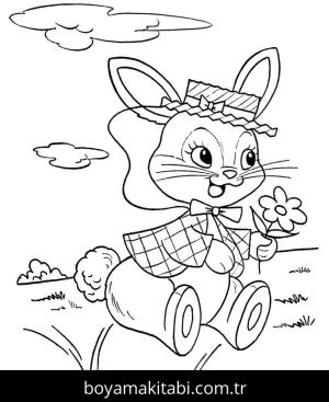 Tavşan boyama sayfası, Rabbits coloring page, , Bunny On Spring