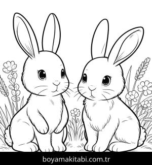 Tavşan boyama sayfası, Rabbits coloring page, , 