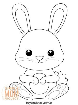 Tavşan boyama sayfası – kolay boyama, eğitici aktivite