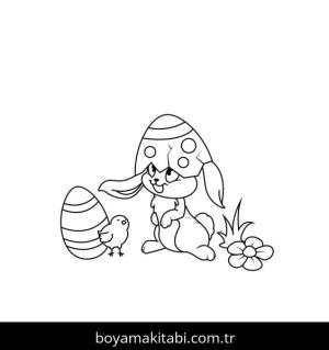 Tavşan boyama sayfası, Rabbits coloring page, , Cute Easter Chick And Bunny