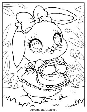 Tavşan boyama sayfası – renkli çizimler, okul öncesi