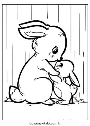 Tavşan boyama sayfası – basit çizim, kolay boyama