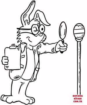 Tavşan boyama sayfası, Rabbits coloring page, , rabbits bunny has magnifying glass 