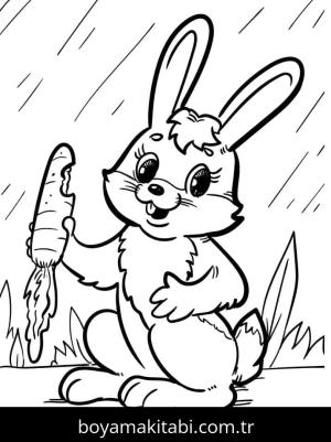 Tavşan boyama sayfası – çocuk aktivitesi, PDF indir