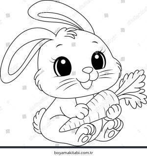 Tavşan boyama sayfası – çizgi film temalı, basit çizim