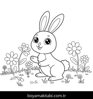 Tavşan boyama sayfası – eğlenceli etkinlik, el becerilerini geliştirir