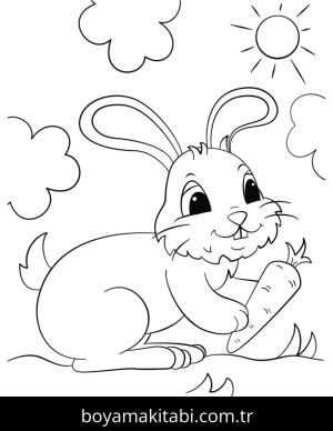 Tavşan boyama sayfası, Rabbits coloring page, , Cute Bunny Holding A Carrot Coloring Page_Optimized
