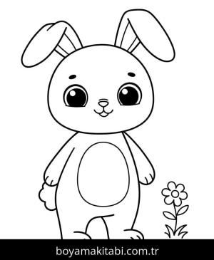 Tavşan boyama sayfası – basit çizim, kolay boyama
