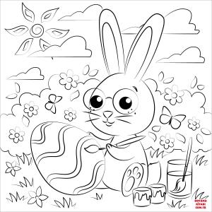 Tavşan boyama sayfası, Rabbits coloring page, , rabbits easter rabbits painting eggs 