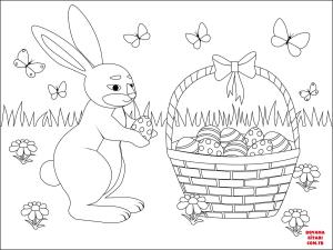 Tavşan boyama sayfası, Rabbits coloring page, , rabbits easter basket and bunny 