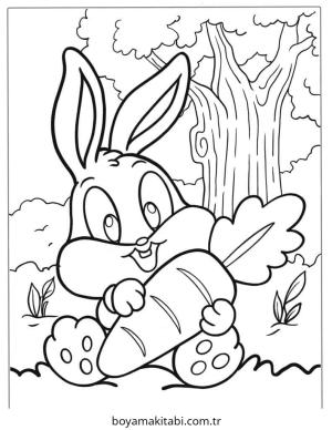 Tavşan boyama sayfası – çizgi film temalı, basit çizim