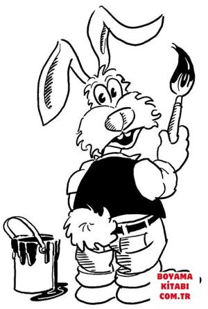 Tavşan boyama sayfası, Rabbits coloring page, , rabbits bunny is a painter 