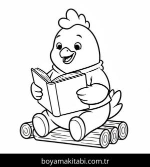 Tavuk boyama sayfası – çizgi film temalı, basit çizim