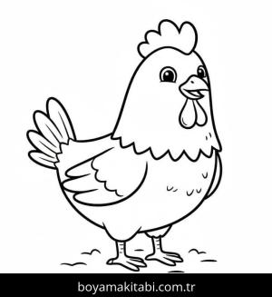 Tavuk boyama sayfası – PDF indir, sevimli karakter