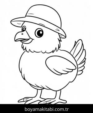 Tavuk boyama sayfası – çocuk aktivitesi, PDF indir