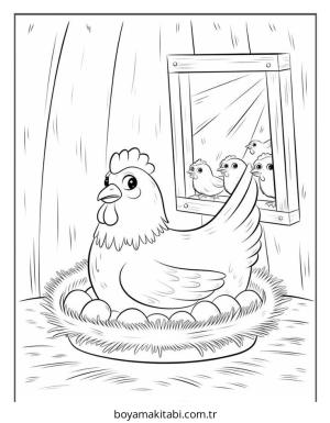 Tavuk boyama sayfası – boyama çalışması, yaratıcılığı geliştirir